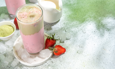 How to Make a High-Protein Iced Strawberry Matcha