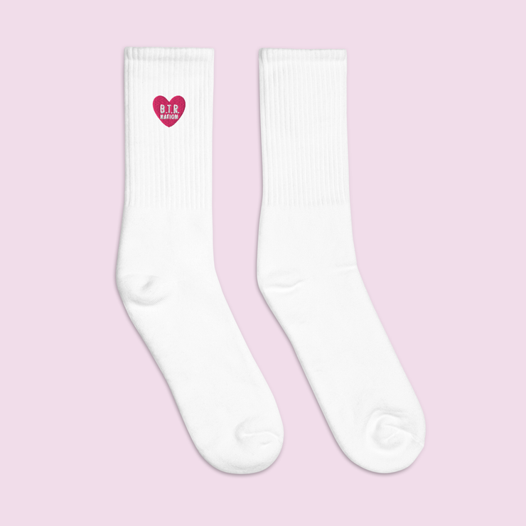 B.T.R. Embroidered Heart Socks