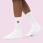 B.T.R. Embroidered Heart Socks