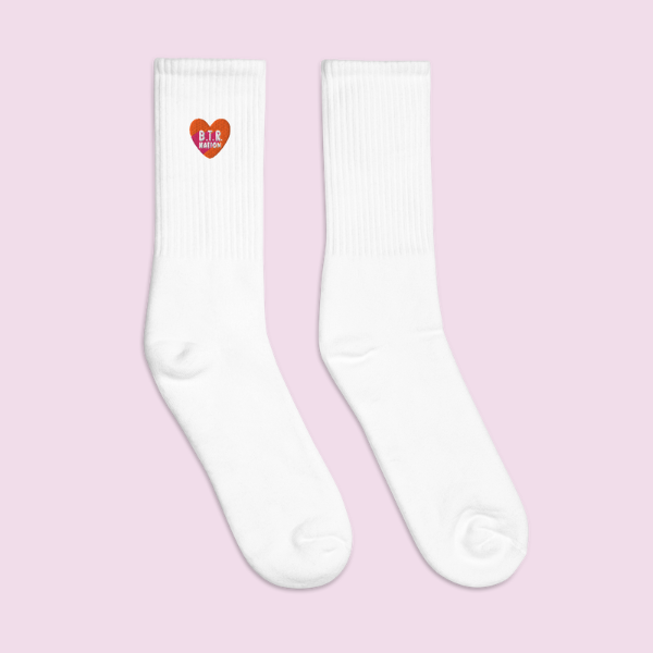 B.T.R. Embroidered Heart Socks