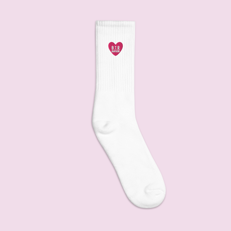 B.T.R. Embroidered Heart Socks