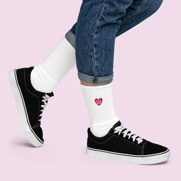 B.T.R. Embroidered Heart Socks