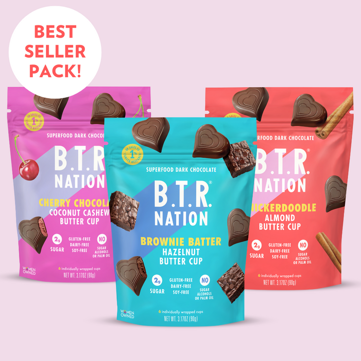 VARIETY PACK Dark Chocolate Superfood Nut Butter Hearts (3 BAGS)