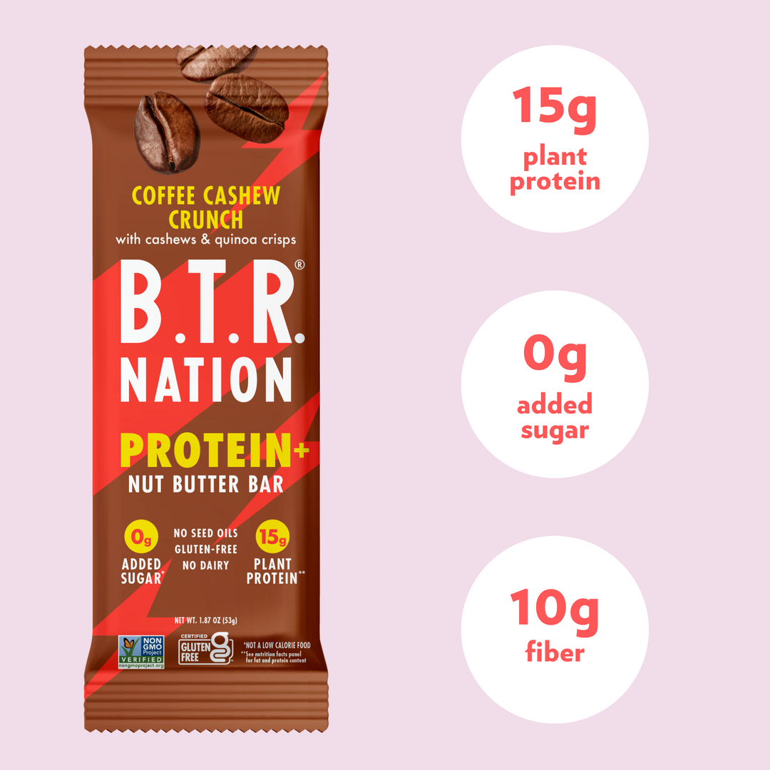 High Protein Coffee Cashew Crunch PROTEIN+ Bar (12 Count) – B.T.R. Bar